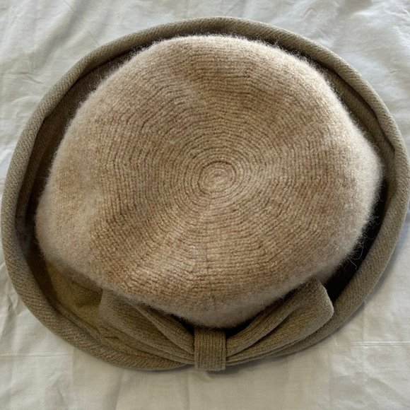 Retro Tan Wool Blend Ladies Hat with Bow - Picture 4 of 7